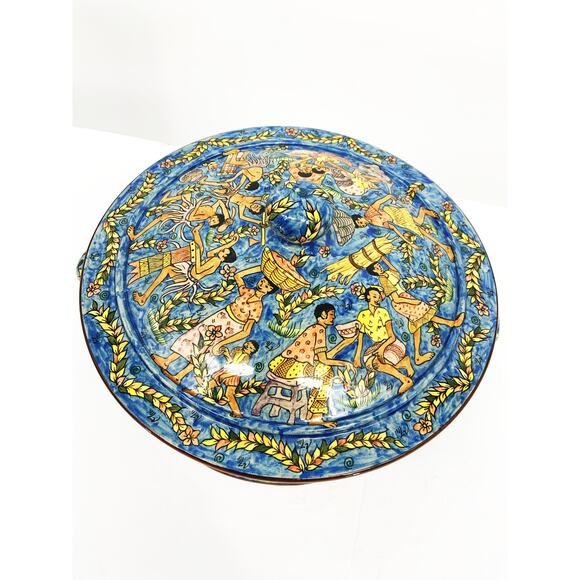 Zimbabwe Hand Painted Covered Casserole Bowl Signed Numbered - Picture 3 of 15